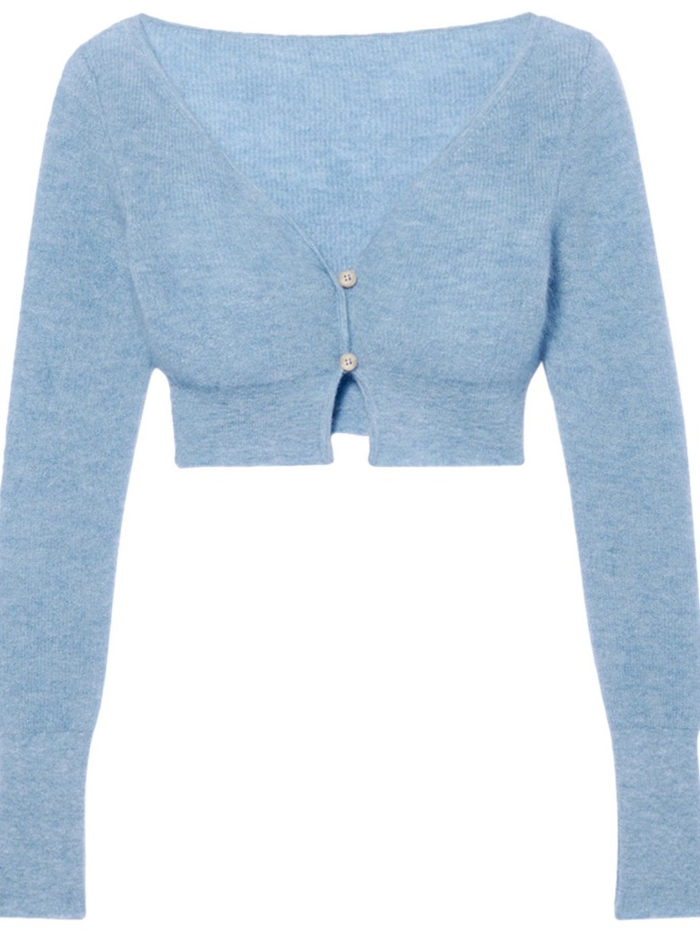 Jacquemus Sky Blue Cropped V-Neck Button wool Cardigan